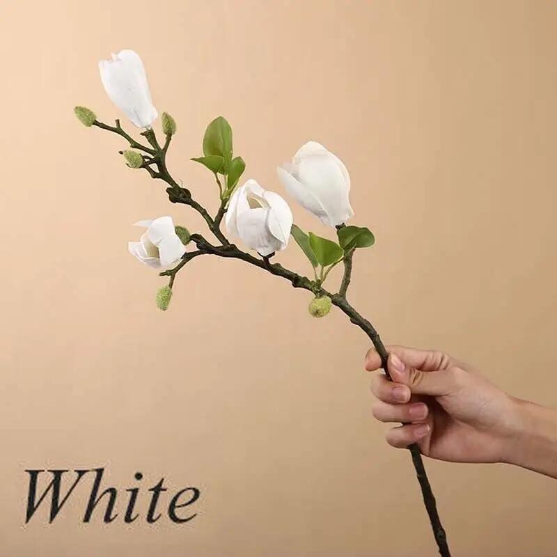 High Imitation Film Hand Feeling Magnolia Flowers Simulation Flowers Fake Flowers Decorative Living Room Entrance Table Ornament