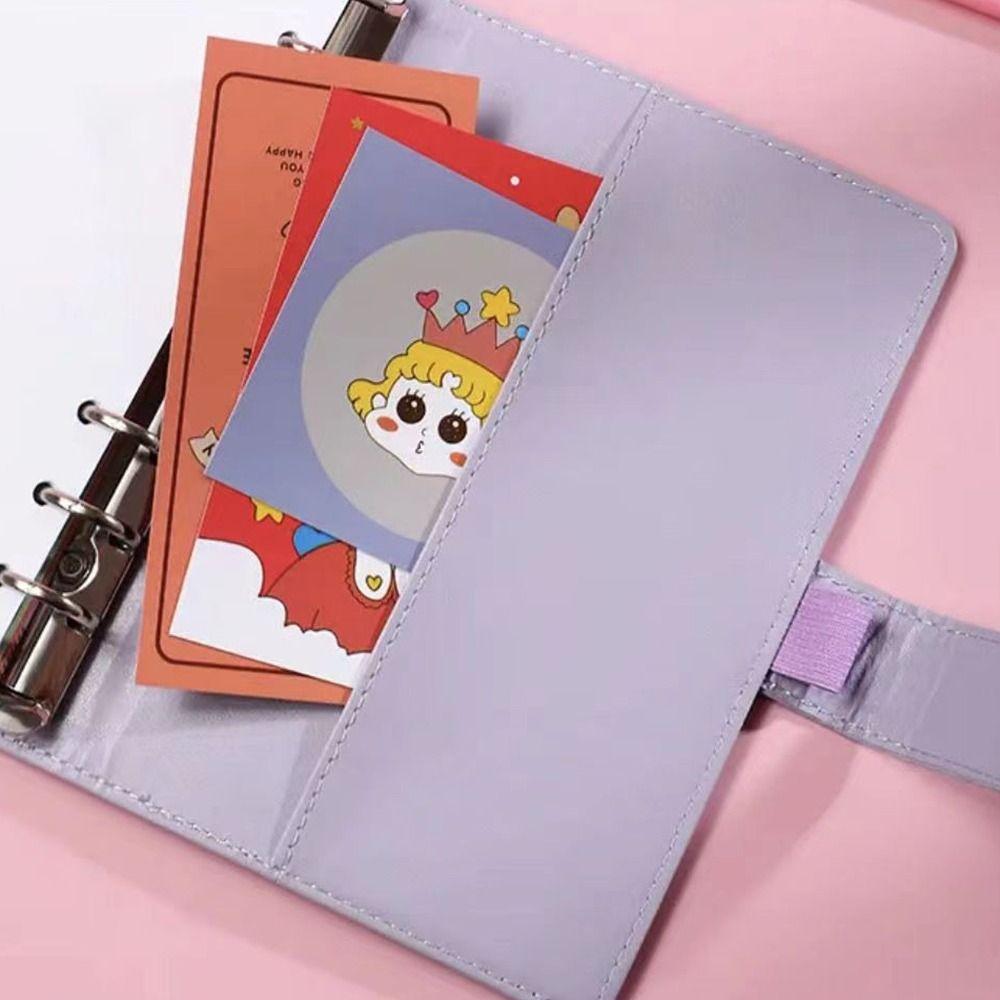 Pu Leather Loose-Leaf Notebook Macarone Color Budget Binder  Office Stationery Supplies