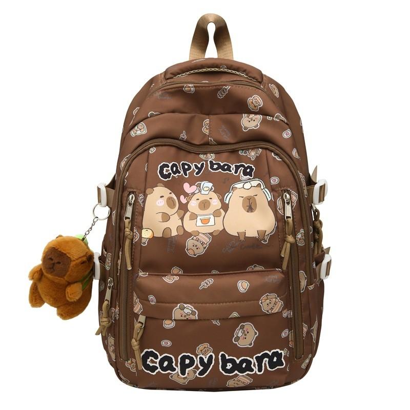 Capybara Cartoon Pattern Backpack Large Capacity Shoulders Bag Gift Children