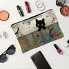 Yangyizhi Borsa portaoggetti con stampa di gatti, con cerniera liscia, astuccio multifunzione in poliestere ispessito, borsa da toilette da viaggio