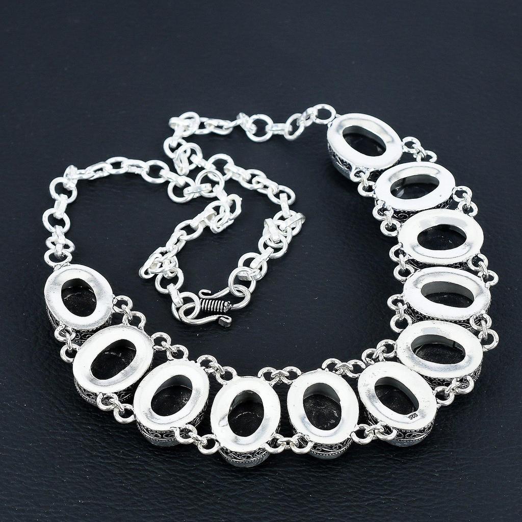 Naturlig Svart Onyks Edelsten Håndlaget 925 Sterlingsølv Smykker Halskjede Armbånd Sett, Antikk Smykkesett, Bryllupsgaver Armbånd Til Kone