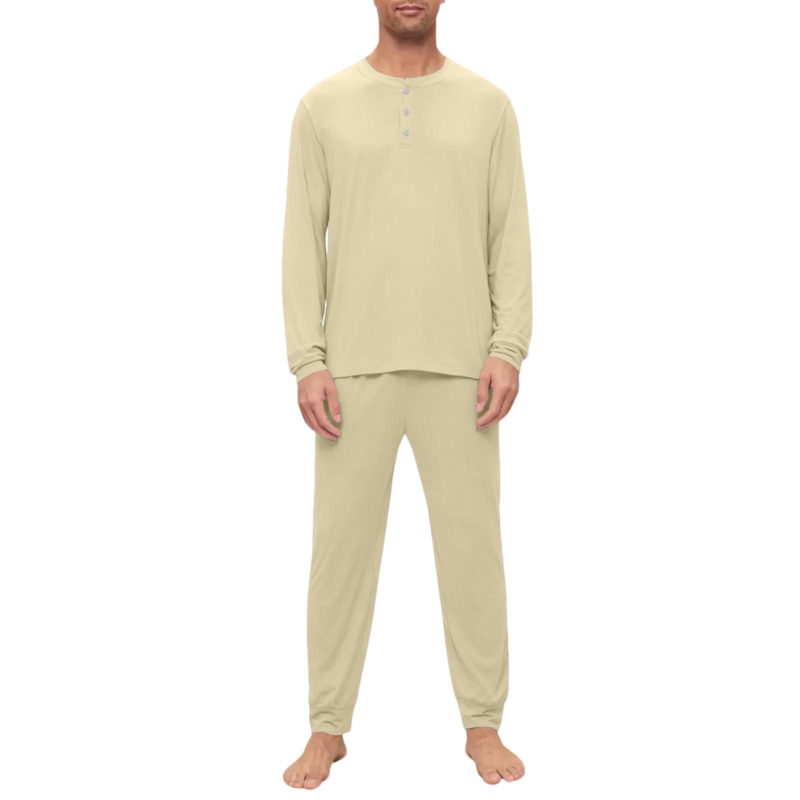 

Мужской пижамный комплект, с длинным рукавом и длинными брюками, двухпредметный комплект S хаки