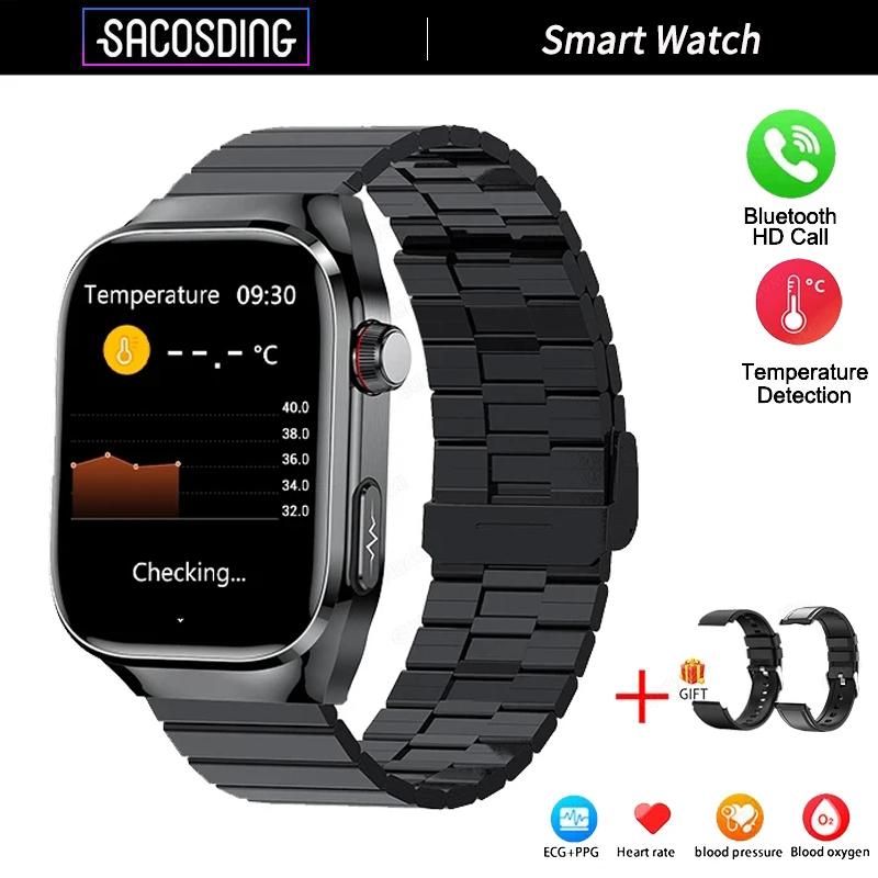 SACOSDING Smartwatch ECG+PPG Połączenie Bluetooth 2,04” HD Tętno Tlen we Krwi Ciśnienie Krwi Temperatura Ciała Sport Fitness Smartwatch