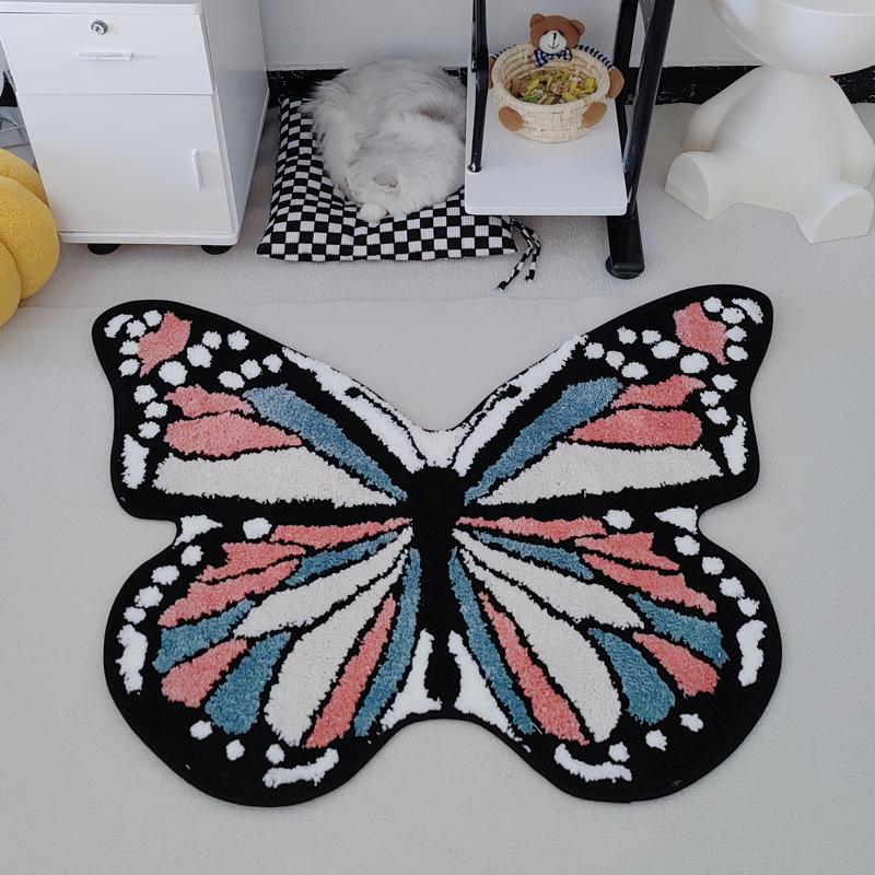 

Thickened Irregular Butterfly Floor Mat: Anti-Slip Carpet for Bedroom, Bedside, Cloakroom, or Living Room 70x100cm