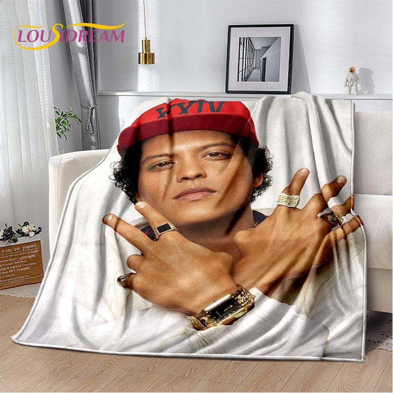 3D HD Bruno Mars Sänger Star Weiche Plüschdecke, Flanelldecke Überwurfdecke für Wohnzimmer Schlafzimmer Bett Sofa Picknick Abdeckung Kinder