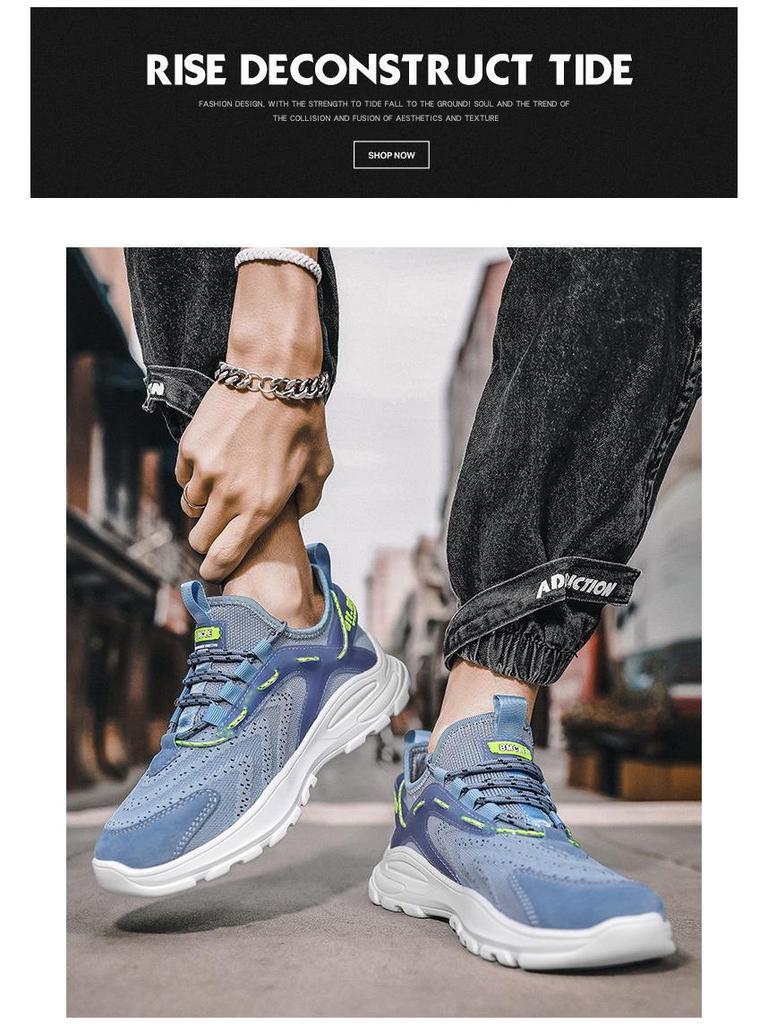 Men's Mesh Soft Sole Breathable Casual Sneakers - Korean Style Low-Top Lace-Up Outdoor Running Shoes