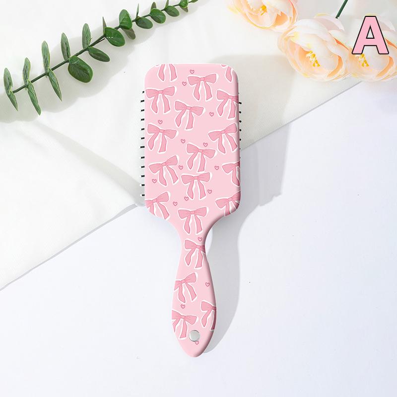 

Рожевий бант друк масаж шкіри голови повітряна подушка гребінець дівчаток спеціальний гладкий волосся пухнастий гребінець для укладання волосся подушкою безпеки запобігання заплутуванню волосся A