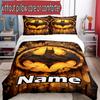 3pcs Duvet Cover Set (1*Duvet Cover + 2*Pillowcase, Without Core), Custom Name Batman Pattern Bedding Set, Home Bedroom Decor Gift