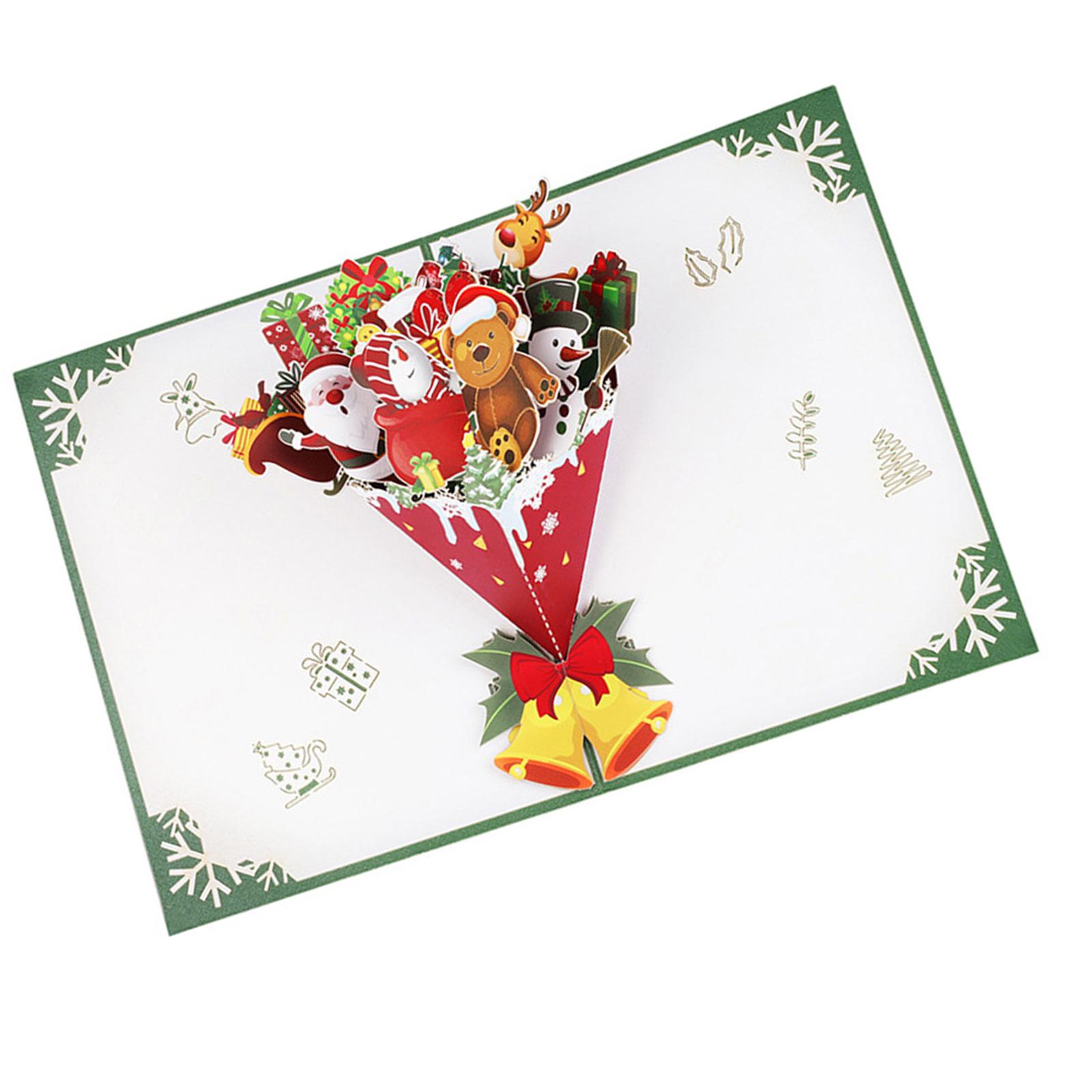 Christmas Dolls Bouquet Popup 3D Greeting Card Handmade Festival Gifts Postcard with Envelope Festives Surprise Card 1