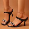 Sandalen mit hohen Absätzen Damenmode Quadratische Zehenpartie Offene Zehenpartie Pailletten Schmetterling Rutschfest Verschleißfest Zehentrenner
