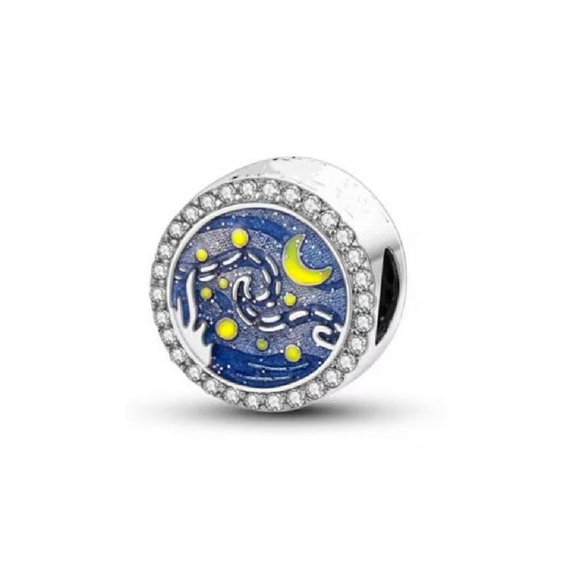 New 2024 925 Sterling Silver Plated Blue Pave Series Star Owl Butterfly Moon Pendant Diy Jewelry Bead Fit European Bracelet