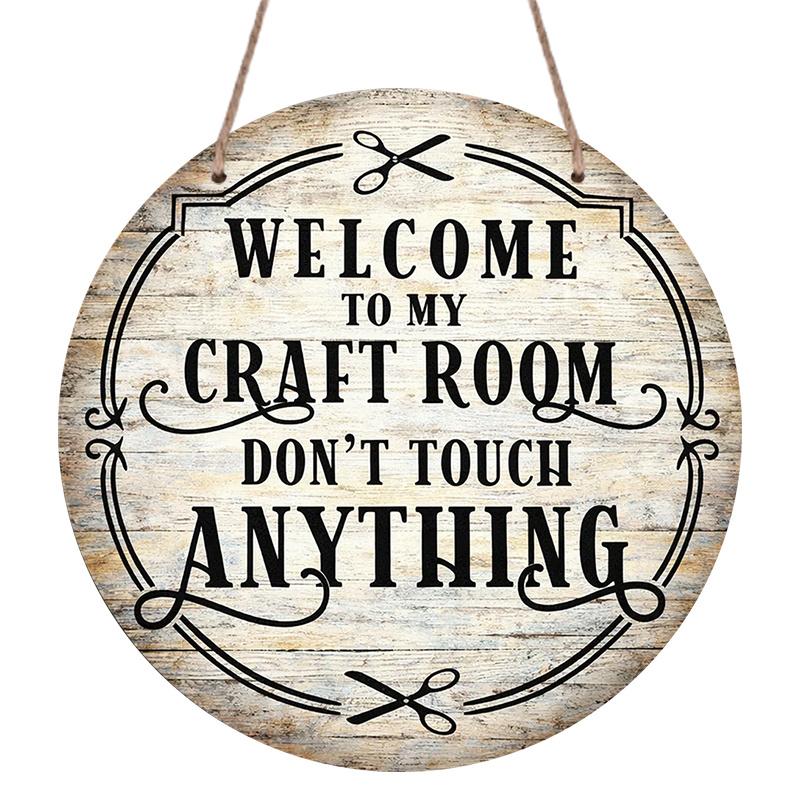 2D Flat, 1pc Vintage Round Aluminum Sign | Welcome To My Craft Room, Don T Touch Anything Metal Decorative Plaque For Craft Room, Studio, Art Room 7.87×7.87inch