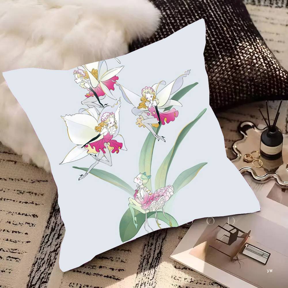 Flower Fairy Pillow Case Fashion Square Pillowcase Bedroom Sofa Room Ins Decoration Leisure