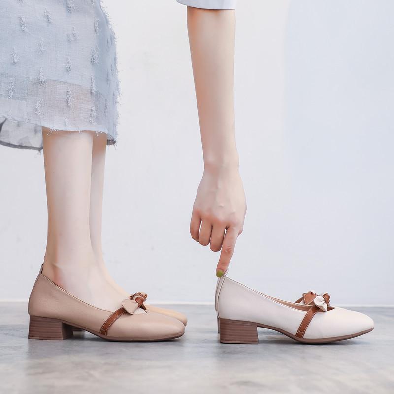 6125-1 Huidong County Daling Shoes Female Thick Heel Fairy Wind Middle Heel Spring Shoes Mary Jane Women's Shoes Single Shoes
