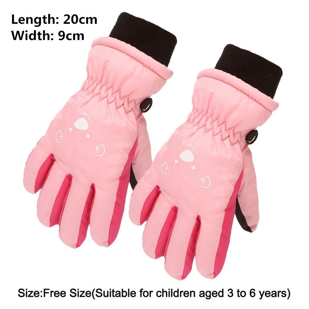 Children Boys Girls Cartoon Cute Non-slip Thick Warm Waterproof Kids Ski Gloves Sports Mittens
