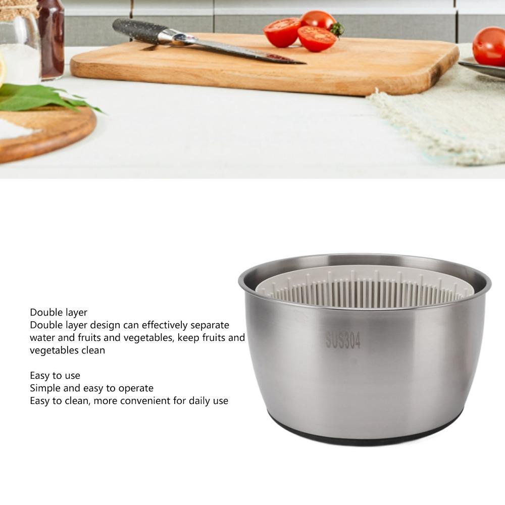 Stainless Steel PP Salad Spinner Large Capacity Lettuce Spinner Convenient Fruit Washer Meal Prep