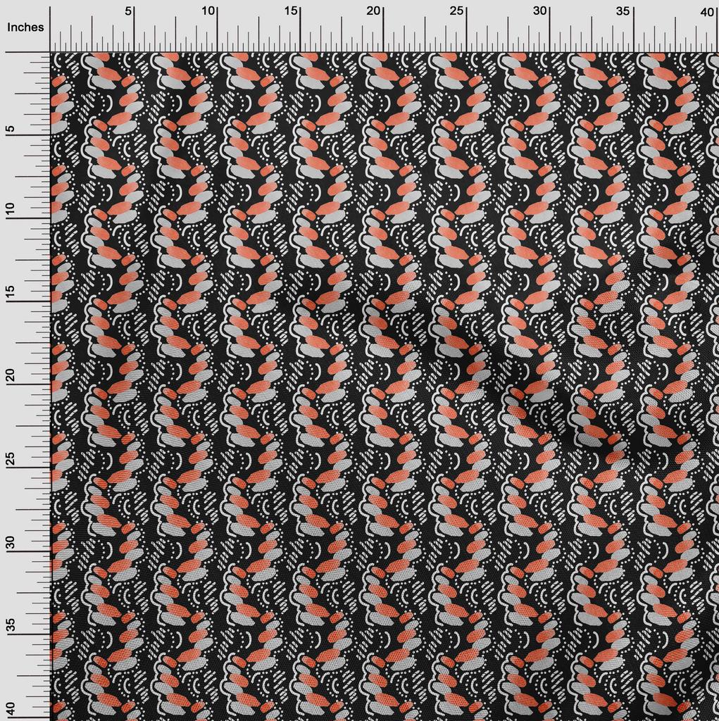 oneOone Georgette Viscose Black Fabric Abstracts Sewing Material Print Fabric By The Yard 42 Inch