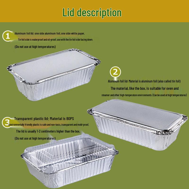 OEING Square Disposable Aluminum Foil Containers with Lids