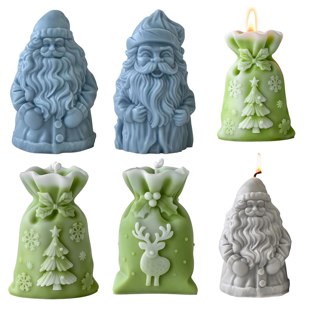 Santa Claus Candle Silicone Molds Resin Casting Mould Aromatherapy Candle Mould for DIY Candle Making Polymer Clay Craft Plaster