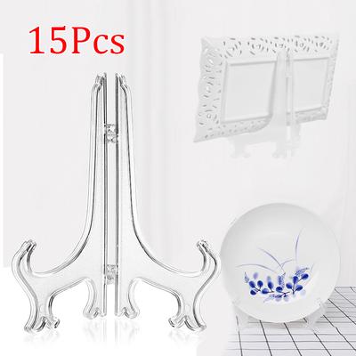 15 Pack Clear Display Easel Stand Plate Photo Picture Frame Pedestal Holder