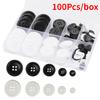100Pcs/box Resin Sewing Buttons Round 4 Holes 5 Sizes Mixed DIY Buttons for Sewing Decoration