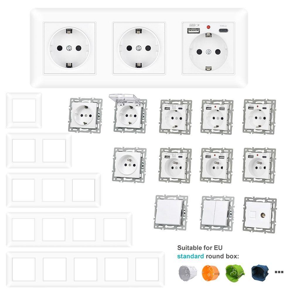 1Pcs 220V 16A 250V Modular Sockets And Switches  for Free Combination Electrical Outlet Module