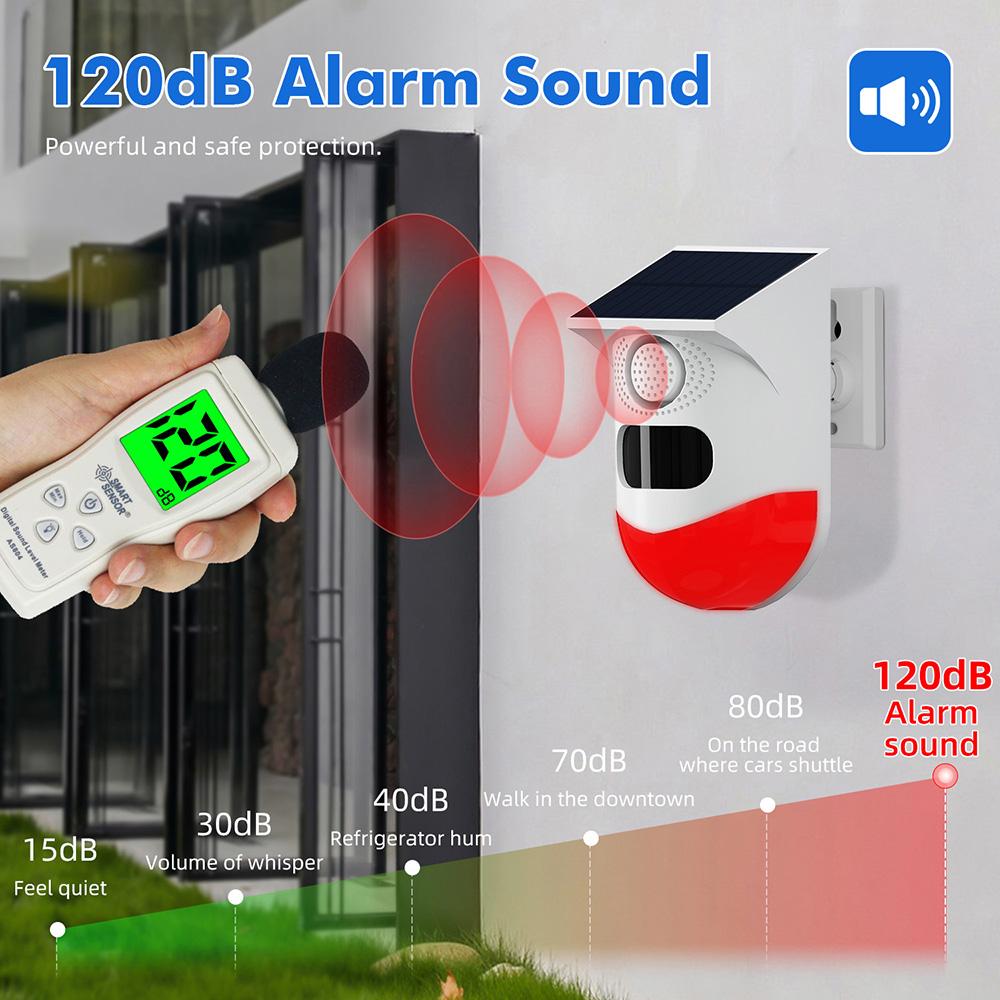 2in1 WiFi Tuya Smart Fernbedienung Outdoor Lade Sicherheit Sound Alarm Detektor Sensor Bauernhof Garten Solar Infrarot Sirene Solar