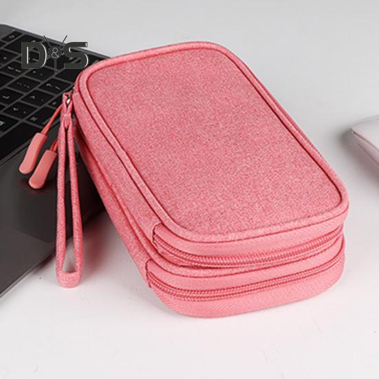 Power Bank Storage Bag Multi-purpose Carrying Case Zipper Closure Large Capacity Mesh Layer Cable Cord Storage Organizer