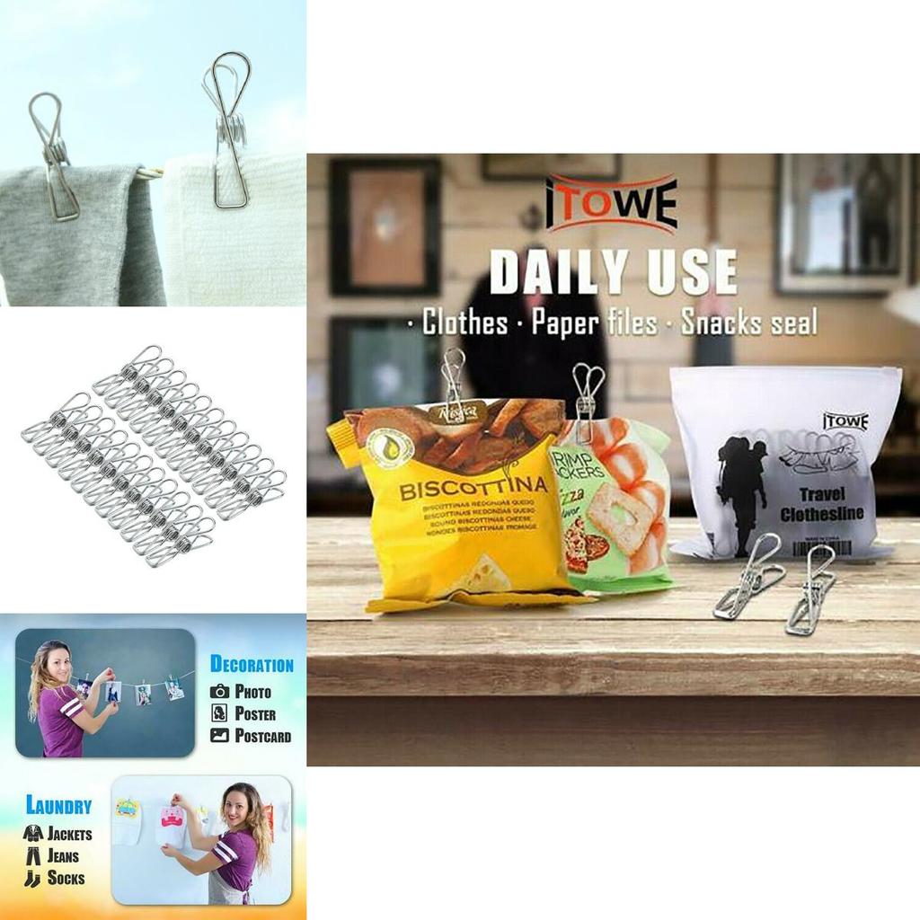 Kompakte und stilvolle 20x Wäscheklammern aus Edelstahl für den Mehrzweck-Haushalts- und Bürogebrauch