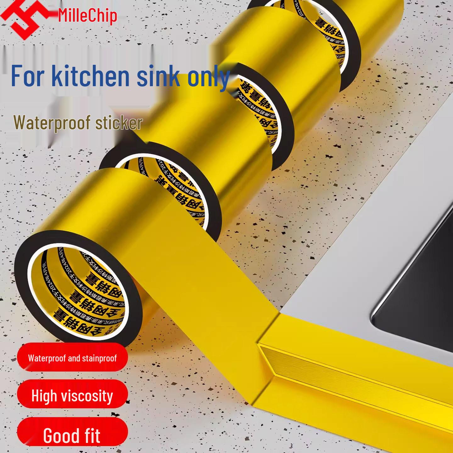 

Waterproof Self-Adhesive Gold PET Tape: Oil and Mildew-Proof Strip for Kitchen Sinks & Gas Stove Countertops 10m; 30mm width