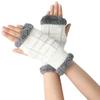 Women's Winter Fleece-lined Thickened Wool Gloves, Fingerless, Solid Color, Short Style Gloves