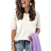 Dames casual shirt met ronde hals en korte mouwen
