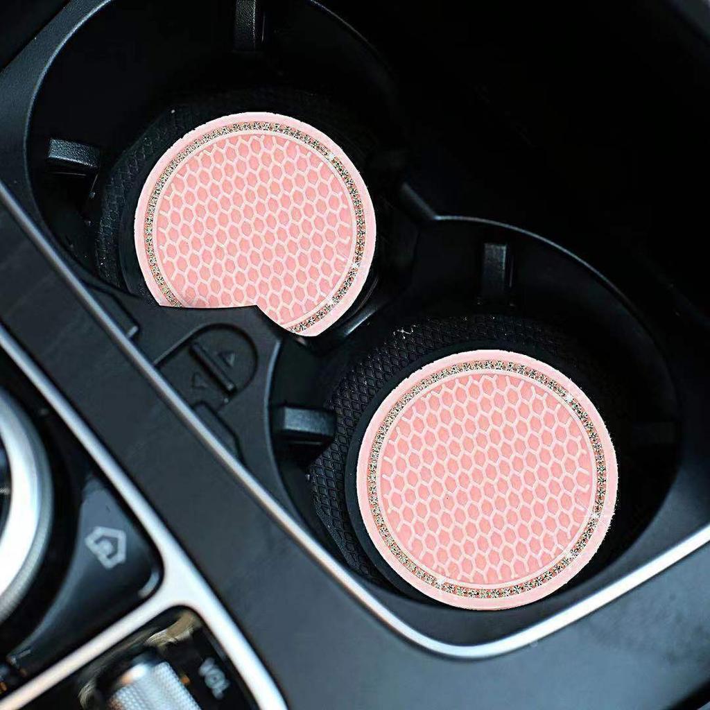 Pad Cup Holder Mat Rhinestones 2pcs Set Accessories