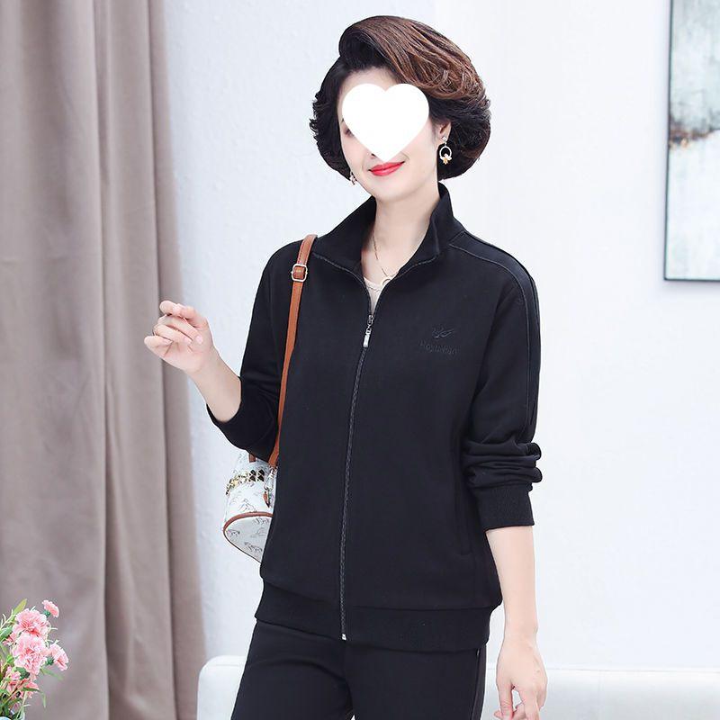 Women's Cotton Sportswear Set: Loose-Fitting, Middle-Aged & Elderly Two-Piece for Spring & Autumn