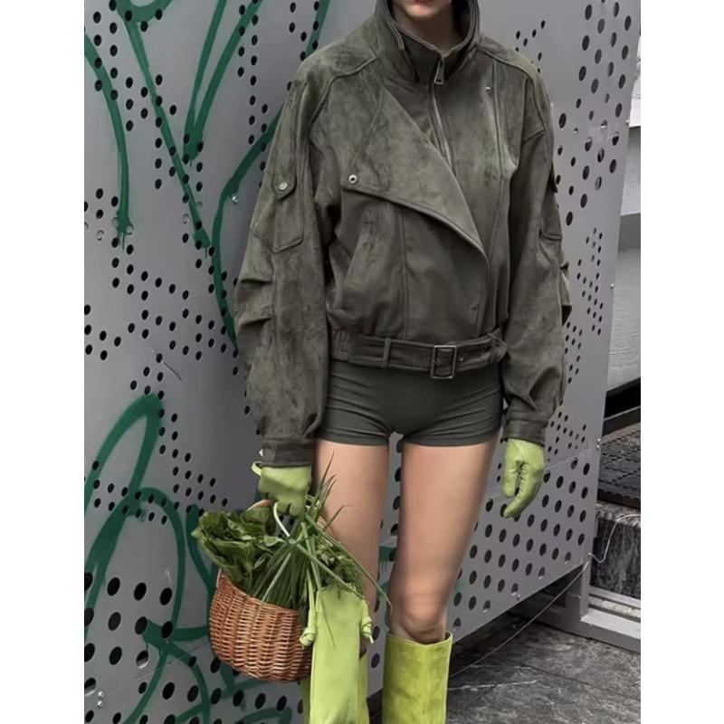 Women'S Fashion Casual Personality Street Motorcycle Clothing Short Jacket