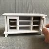 1:12 Dollhouse Double Door TV Cabinet, Miniature Wooden White Storage Unit for DIY Dollhouse, Micro Furniture Decor