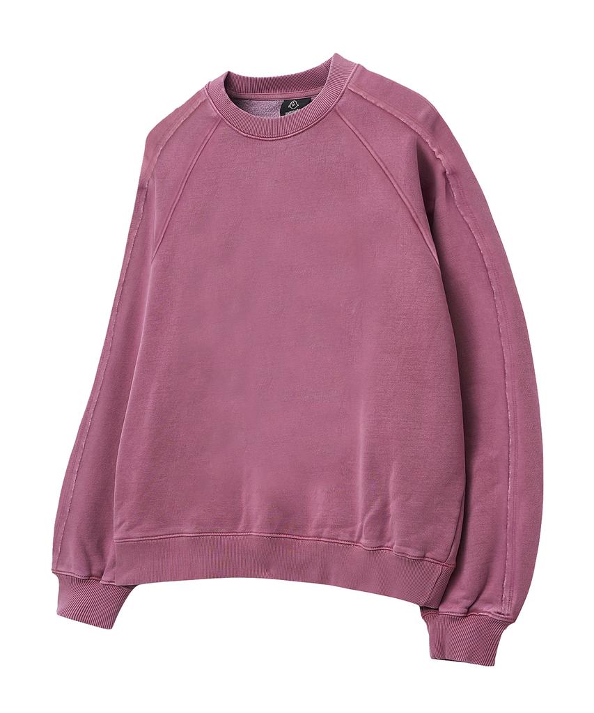 MOZMOZ Cutoff Raglan Terry Brushed Pigment Oversized Sweatshirt Pink
