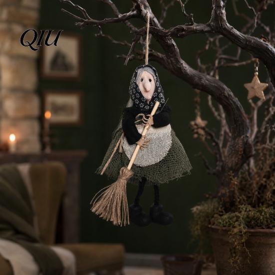 Halloween Atmosphere Decor Witch Broomstick Hanging Ornament, Spooky Fabric Pendant for Party Bar Decorative Items Home, Trick or Treat Festive