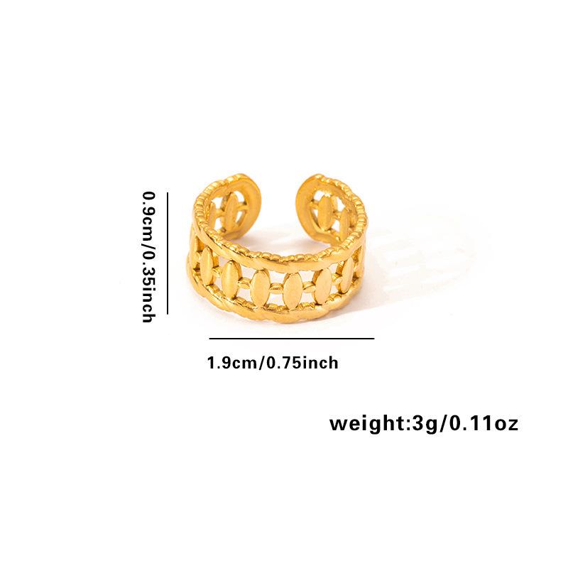 Elegant French Titanium Steel Multi-Layered Leaf Ring with Irregular Design, 18K Gold Plating