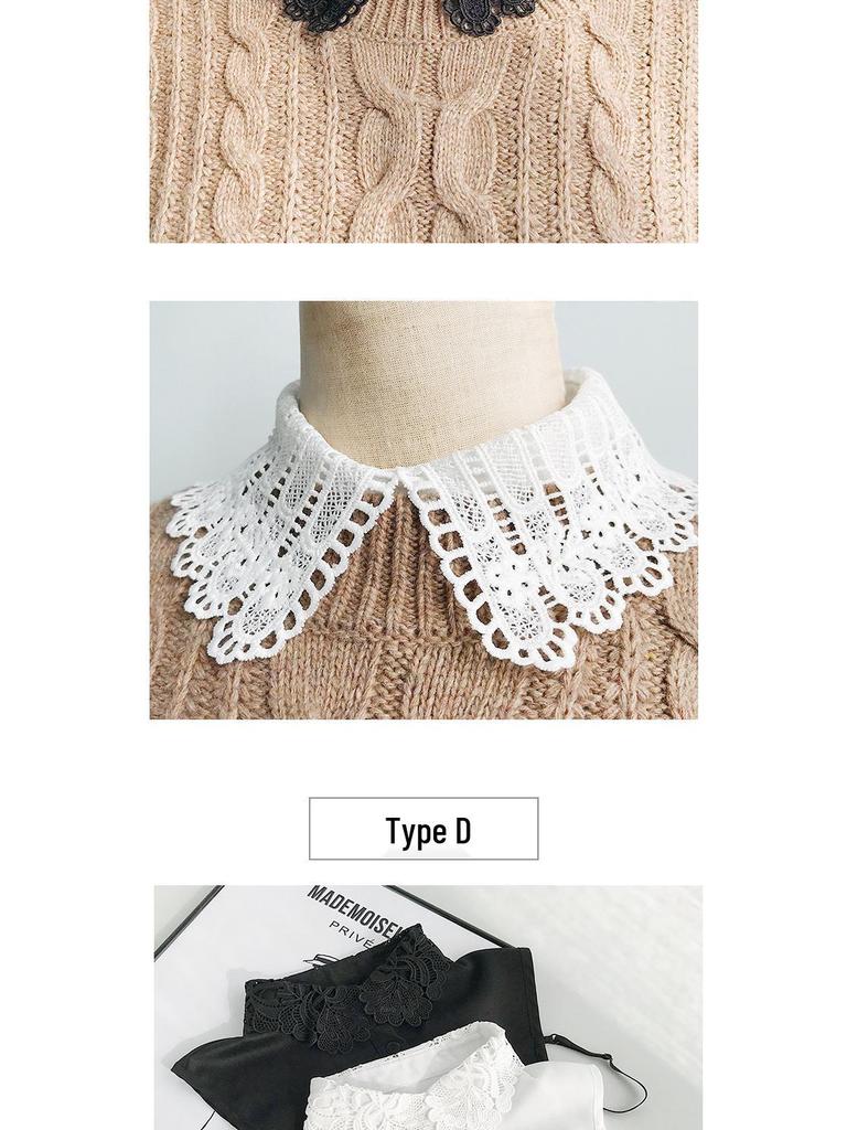 Women's Versatile White Lace Fake Shirt Collar for Spring and Autumn