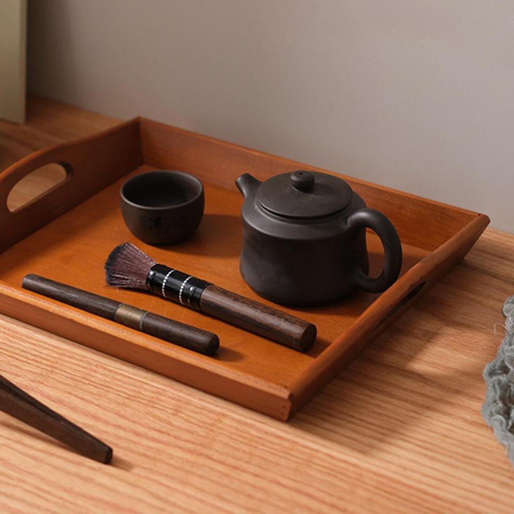 Rectangular Wooden Serving Tray for Coffee Table, Simple Storage Cafe, Party,