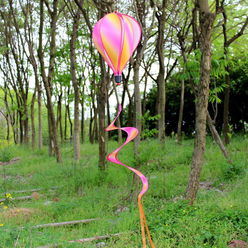 Rainbow Hot Air Balloon Wind Spinner: Rotating Seven-Color Garden Pinwheel with Sequins for Outdoor Decoration