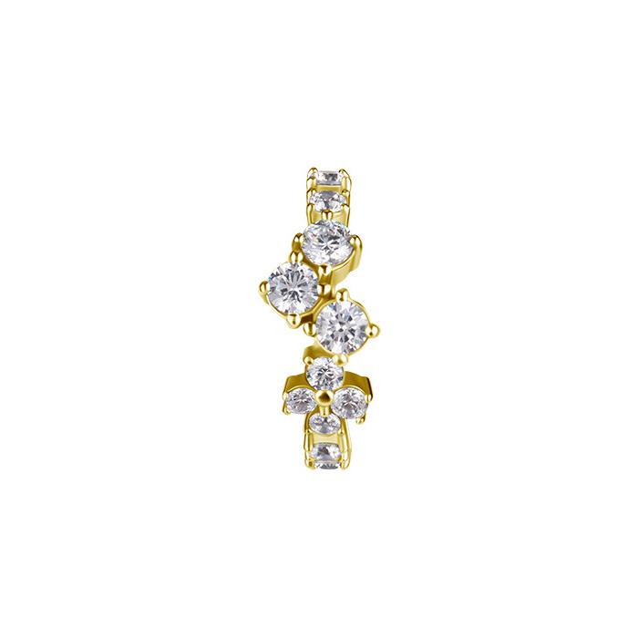 Clicker Hoop Earring With White Zircons - Cocr Nf - Gold - K-066 1.2/10