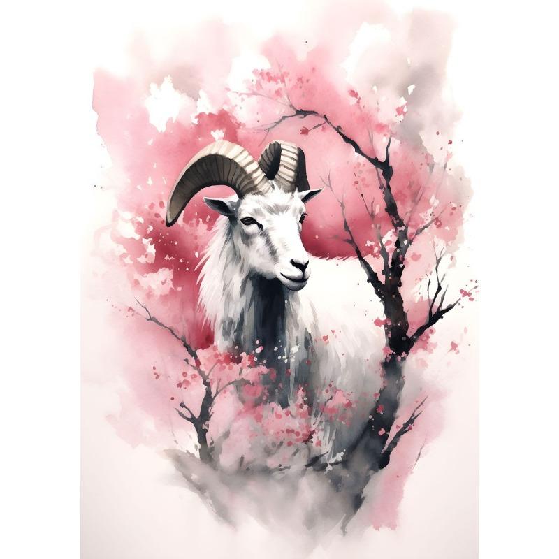 Aquarell-Poster mit Tieren, rosa Blumen, Eule, Hirsch, Pferd, Otter, Tiger und Koala – Leinwandbild, Wanddekoration für Wohnzimmer und Zuhause