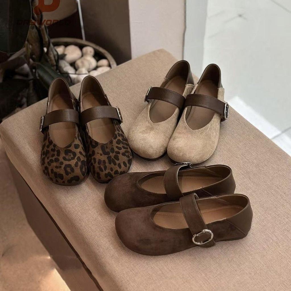 Round head buckle year word daily Mary Jane shoes single shoes fashion casual comfortable soft leather lightweight