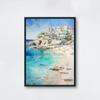 Watercolor Style Mediterranean Coast Sea Poster Seaside Landscape Prints Canvas Painting Wall Art Pictures Home Room Beach Decor