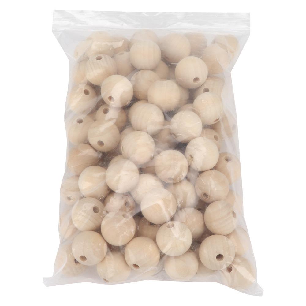 

100PCS Solid Wood Decor Parts Raw Wood Tone Finish Craft Wood Handicraft Accessory Making Wood Beads
