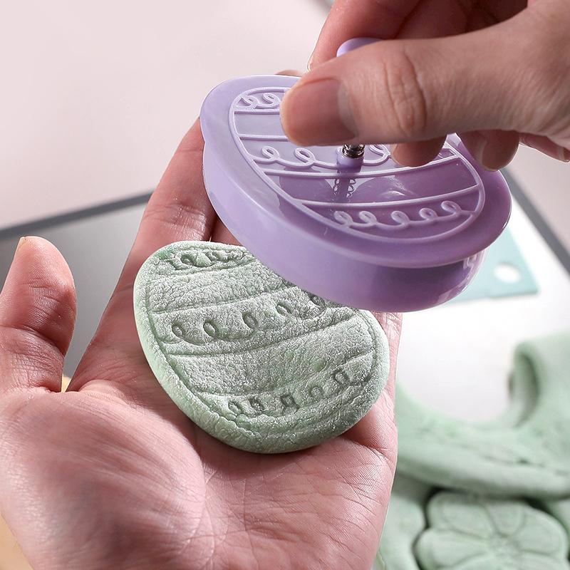 3D Easter Cookie Cutters Set, Easter Fondant Biscuit Pastry Cookie Cutter Stamp, Spring Spring-Loaded Handle фиолетовый