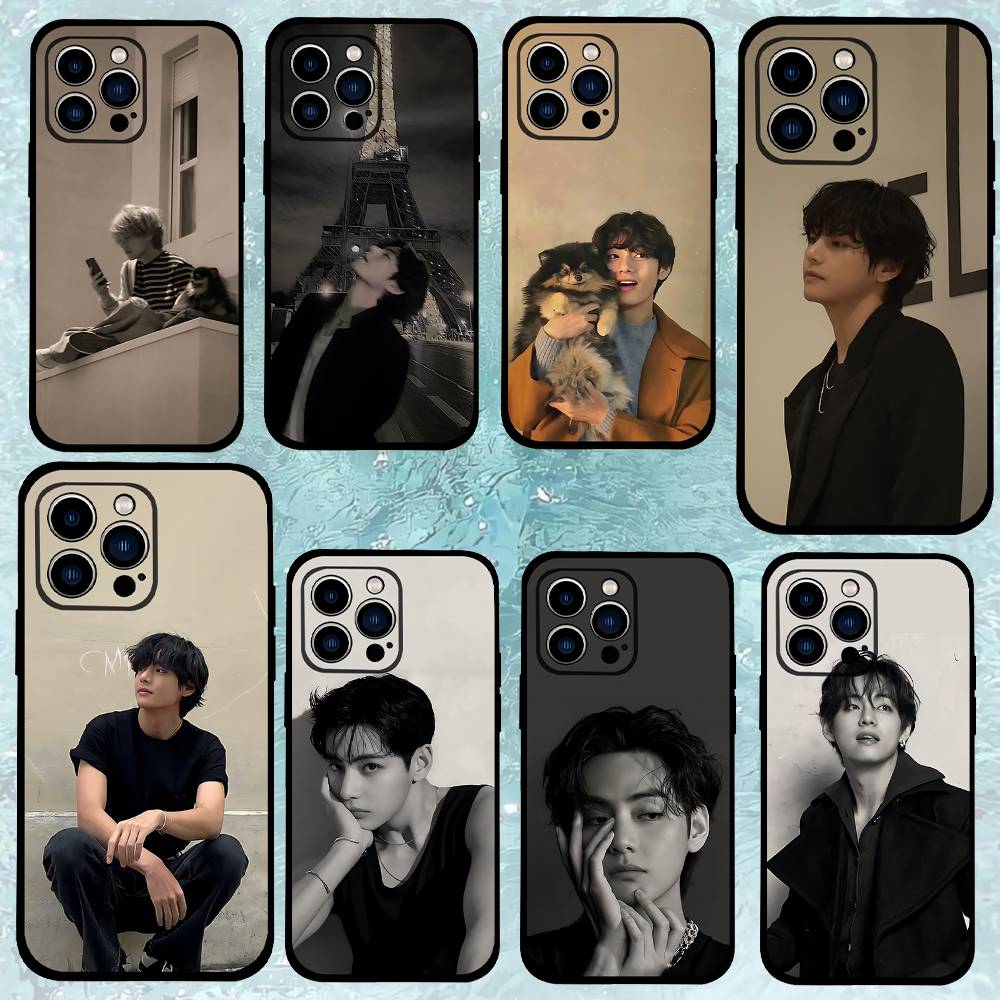Member K-Kims Tae H-Hyungs Phone Case For IPhone 1716 15 14 13 Pro Max 11 12 Mini X Xs XR Black Silicone Cover