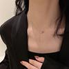 925 Sterling Silver Double Ring Geometric Pendant Necklace French Vintage Style for Women